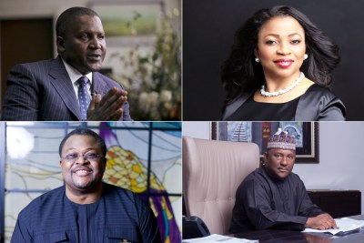 Richest Nigerians as Aliko Dangote, with a net worth $14.4 billion; Folorunsho Alakija, $1.55 billion;  Mike Adenuga with a net worth $9.9 billion; Femi Otedola, $1.85 billion;  and Abdul Samad Rabiu, $1.1 billion.