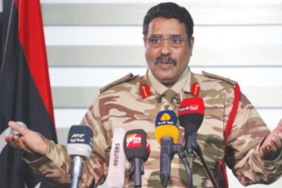Le colonel Ahmad al-Mismari, le porte-parole de l'Armée nationale libyenne, le 26 mai 2017.