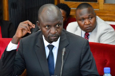A file photo of Mr Paul Kihika, the former UBC managing director while appearing before the Parliamentary Committee on Statutory Authorities and State Enterprises.