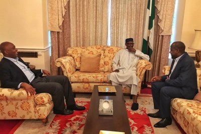 The Senate President, Dr. Bukola Saraki and the Speaker of the House of Representatives, Hon. Yakubu Dogara, on Thursday visited President Muhammadu Buhari at the Abuja House, London