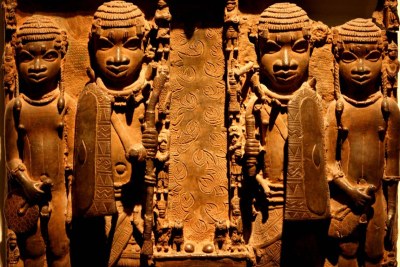 This incredible panel is one of the Benin bronzes looted from the palace of the Oba (file photo).