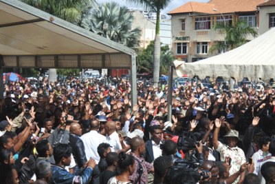 Manifestation à la Place du 13 mai à Madagascar.