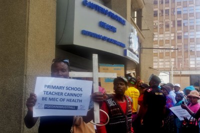 Angry families protest over Life Esidimeni deaths scandal outside the Gauteng health department offices in Johannesburg (file photo).