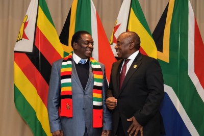 Presidents Emmerson Mnangagwa and Cyril Ramaphosa (file photo).