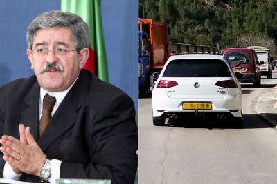 Left: Ahmed Ouyahia. Right: Volkswagen Golf in Oued Chiffa, Algeria.
