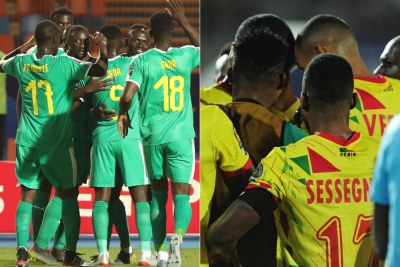 From left: Segenal's and Benin's national soccer teams at the 2019 AFCON in Cairo.