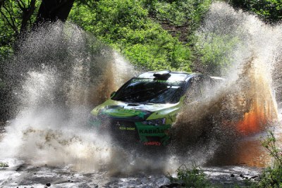 Mitsubishi's Baldev Chager and Ravi Soni compete in the 22km SS 3 Soysambu stage of the 2019 Safari Rally (file photo).