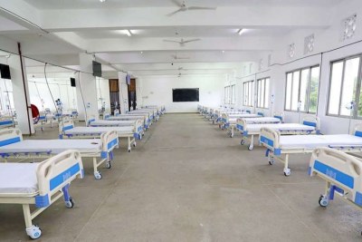 A hall at Technical University of Mombasa that was converted into a quarantine centre.