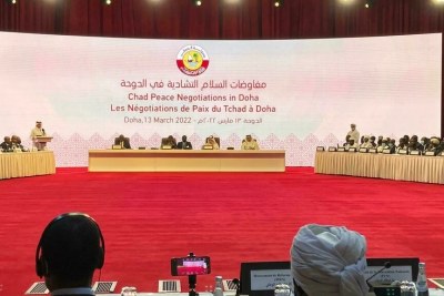 Ouverture du pré-dialogue entre le pouvoir et les groupes politico-militaires tchadiens, à Doha, au Qatar, ce dimanche 13 mars 2022. © Florence Morice/RFI