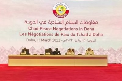 Ouverture du pré-dialogue entre le pouvoir et les groupes politico-militaires tchadiens, à Doha, au Qatar, 13 mars 2022.