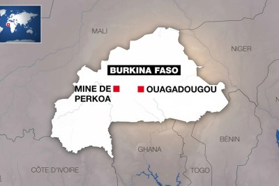 Localisation de la mine de Perkoa, au Burkina Faso