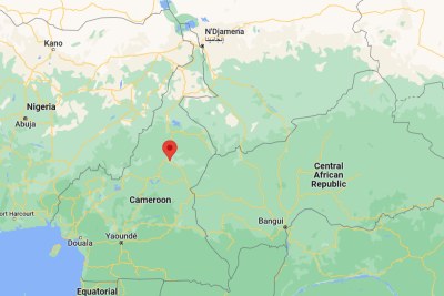 Une carte montrant l'emplacement (avec une épingle rouge) de la ville de Ngaoundéré au Cameroun.