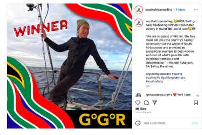 Kirsten Neuschäfer, Golden Globe 2022 Around-the-World Solo Yacht Race Winner - first woman, first African. Congratulations!