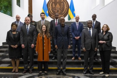 Rwandan President Paul Kagame with the U.S. Director of National Intelligence Avril Haines and her delegation during 