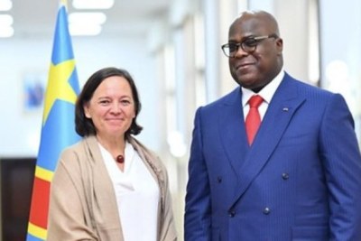 L'ambassadrice belge en poste à Kinshasa, Roxane de Bilderling, et le président congolais Félix Antoine Tshisekedi